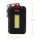 2 unidades de lanterna LED COB mini de 3W para chaveiro, luz de emergência para campismo com 3 modos, vermelho, verde
