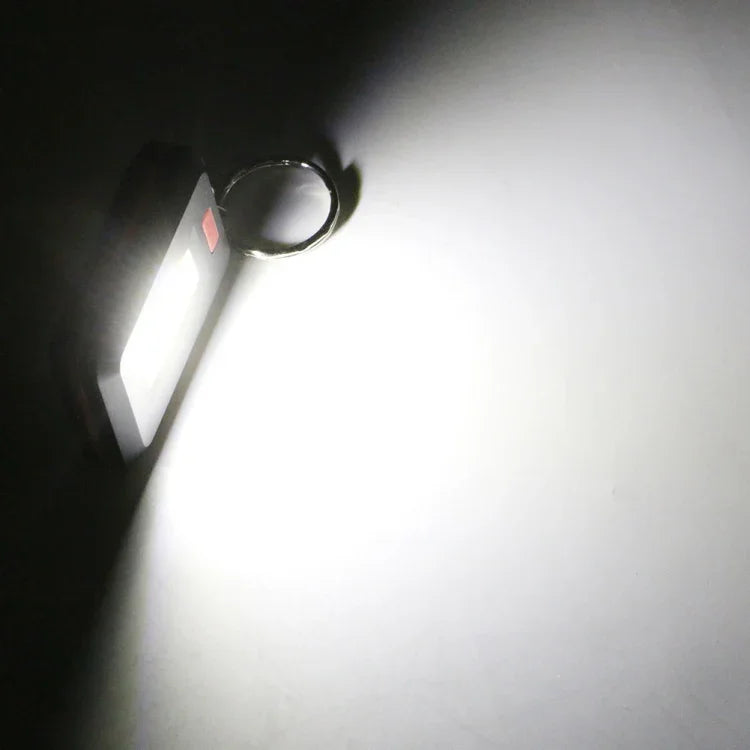 2 unidades de lanterna LED COB mini de 3W para chaveiro, luz de emergência para campismo com 3 modos, vermelho, verde