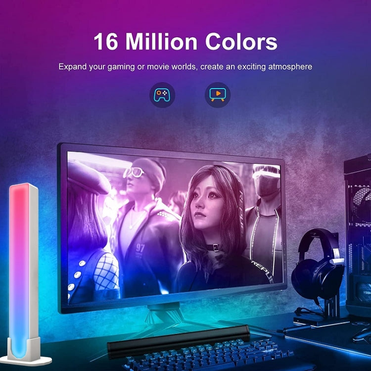 2 Peças/caixa Luz Ambiente RGB para Fundo de Secretária com Captação de Ritmo Musical, Bluetooth, WiFi