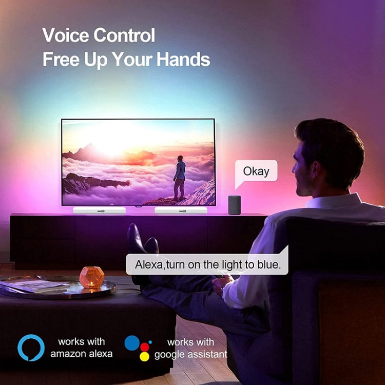 2 Peças/caixa Luz Ambiente RGB para Fundo de Secretária com Captação de Ritmo Musical, Bluetooth, WiFi