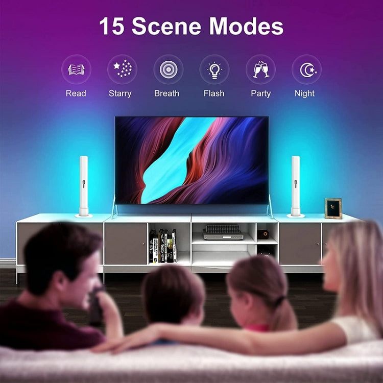 2 Peças/caixa Luz Ambiente RGB para Fundo de Secretária com Captação de Ritmo Musical, Bluetooth, WiFi