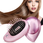 Escova de Cabelo Iónica Elétrica Portátil Escova Alisadora de Cabelo Pente de Íons Negativos Escova Anti-estática de Massagem Mini Pente Alisador de Cabelo, Rosa, Verde