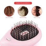 Escova de Cabelo Iónica Elétrica Portátil Escova Alisadora de Cabelo Pente de Íons Negativos Escova Anti-estática de Massagem Mini Pente Alisador de Cabelo, Rosa, Verde