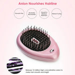 Escova de Cabelo Iónica Elétrica Portátil Escova Alisadora de Cabelo Pente de Íons Negativos Escova Anti-estática de Massagem Mini Pente Alisador de Cabelo, Rosa, Verde