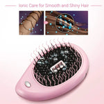 Escova de Cabelo Iónica Elétrica Portátil Escova Alisadora de Cabelo Pente de Íons Negativos Escova Anti-estática de Massagem Mini Pente Alisador de Cabelo, Rosa, Verde