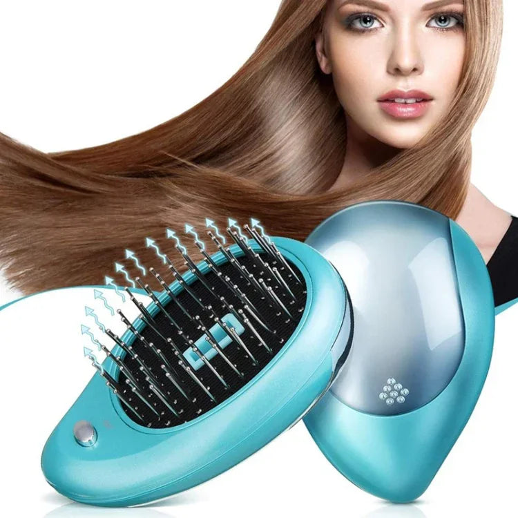 Escova de Cabelo Iónica Elétrica Portátil Escova Alisadora de Cabelo Pente de Íons Negativos Escova Anti-estática de Massagem Mini Pente Alisador de Cabelo, Rosa, Verde