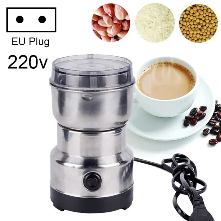 Moedor de Café Multifuncional com Ficha EU, Elétrico em Aço Inoxidável para Ervas/Especiarias/Nozes/Grãos/Grãos de Café, Moedor de Café, Ficha EU