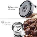 Moedor de Café Multifuncional com Ficha EU, Elétrico em Aço Inoxidável para Ervas/Especiarias/Nozes/Grãos/Grãos de Café, Moedor de Café, Ficha EU
