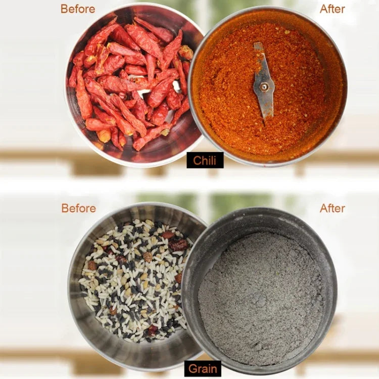 Moedor de Café Multifuncional com Ficha EU, Elétrico em Aço Inoxidável para Ervas/Especiarias/Nozes/Grãos/Grãos de Café, Moedor de Café, Ficha EU