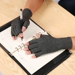 A Pair Sports Breathable Health Care Half Finger Gloves Rehabilitation Training Arthritis Pressure Gloves, Gray S, Black Fiber S, Hemp Gray Dispensing S, Gray M, Black Fiber M, Hemp Gray Dispensing M, Gray L, Black Fiber L, Hemp Gray Dispensing L