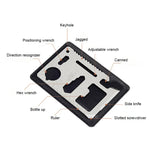 100 PCS Cartão de Ferramenta Oca Multifuncional Portátil para Exterior 11 em 1 em Aço Inoxidável com Estojo de Couro, Tamanho: 6.9 x 4.5cm, 10 PCS