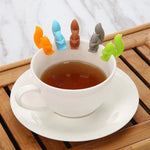 10 Peças de Saco de Chá de Esquilo em Silicone Multifuncional para Reconhecimento de Copos de Vinho, Esquilo (Café)