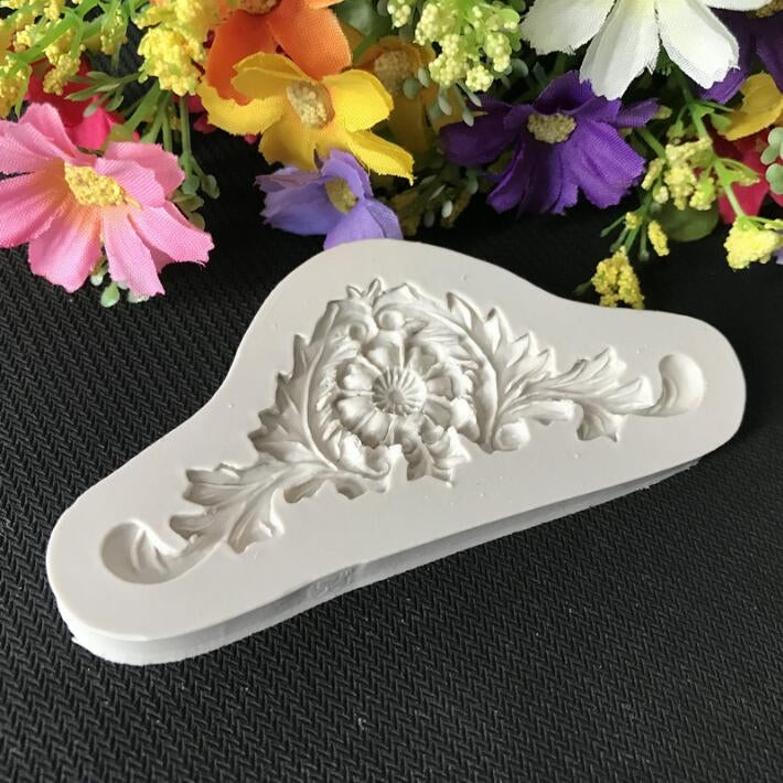 2 PCS Molde de Silicone Vintage em Relevo para Fondant Renda de Corte Flor Videira Ferramenta de Cozedura DOY, Renda de Flor Videira (Rosa), Renda de Flor Videira (Cinzento)