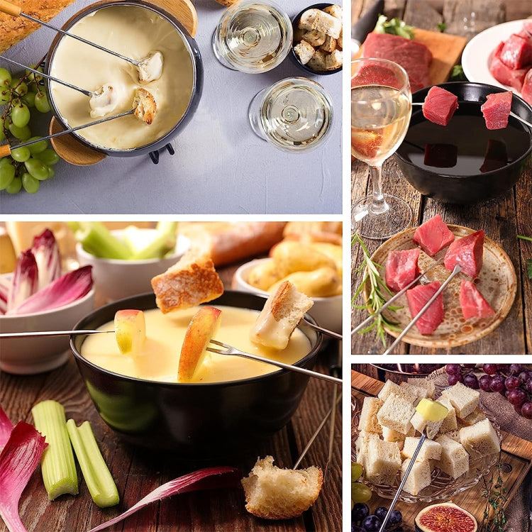 Garfo de Chocolate com Cabo de Madeira em Aço Inoxidável para Fondue, Garfos para Hot Pot, Queijo, Fruta e Sobremesa, Entrega em Cor Aleatória
