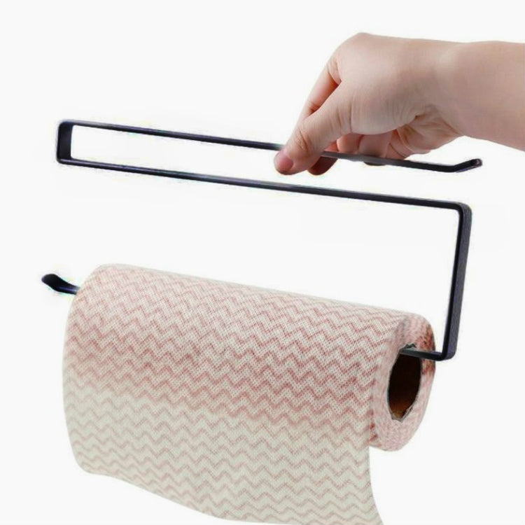 Suporte de Papel Toalha Suspenso para Porta Armário Camada de Partição Suporte de Armazenamento para Filme Adesivo de Cozinha, Preto