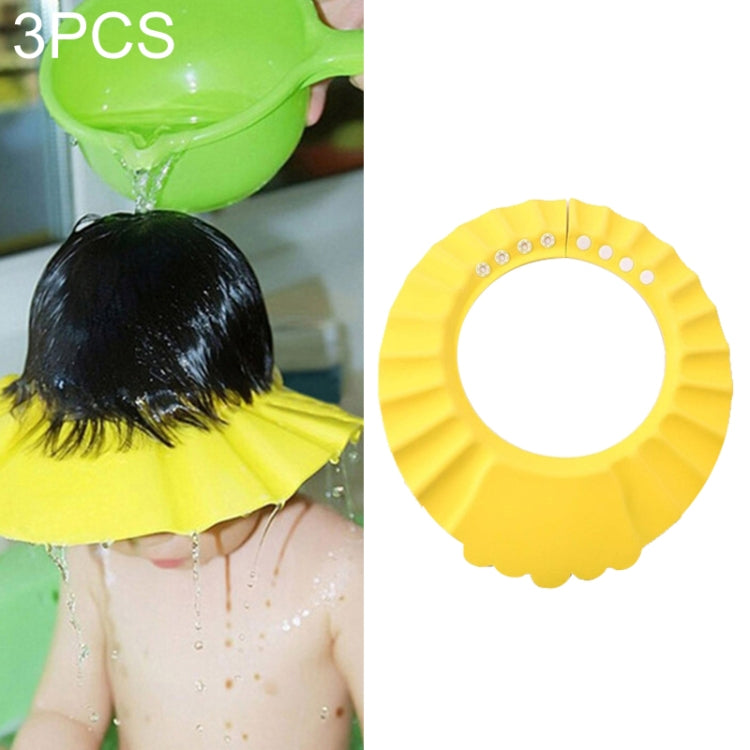 3 PCS Safe Baby Shower Cap Kids Bath Visor Hat Adjustable Baby Shower Cap Protect Eyes Hair Wash Shield for Children Waterproof Cap, Yellow+wave, Blue+wave, Yellow+Round, Blue+Round, Pink+wave, Pink+earflaps, Yellow+earflaps, Blue+earflaps, Pink+Round