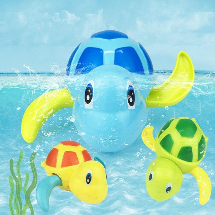 Brinquedo de Relógio Mecânico em Forma de Tartaruga Desenho Animado para Banho de Bebés, Brinquedo Educativo para Crianças, Tartaruga Educativa (Azul Claro), Tartaruga Educativa (Laranja), Tartaruga Educativa (Verde)