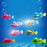 Brinquedo de Chuveiro para Bebés com Peixe Elétrico Simulado 8 em 1 com Função de Natação e Iluminação, Peixe Elétrico Simulado