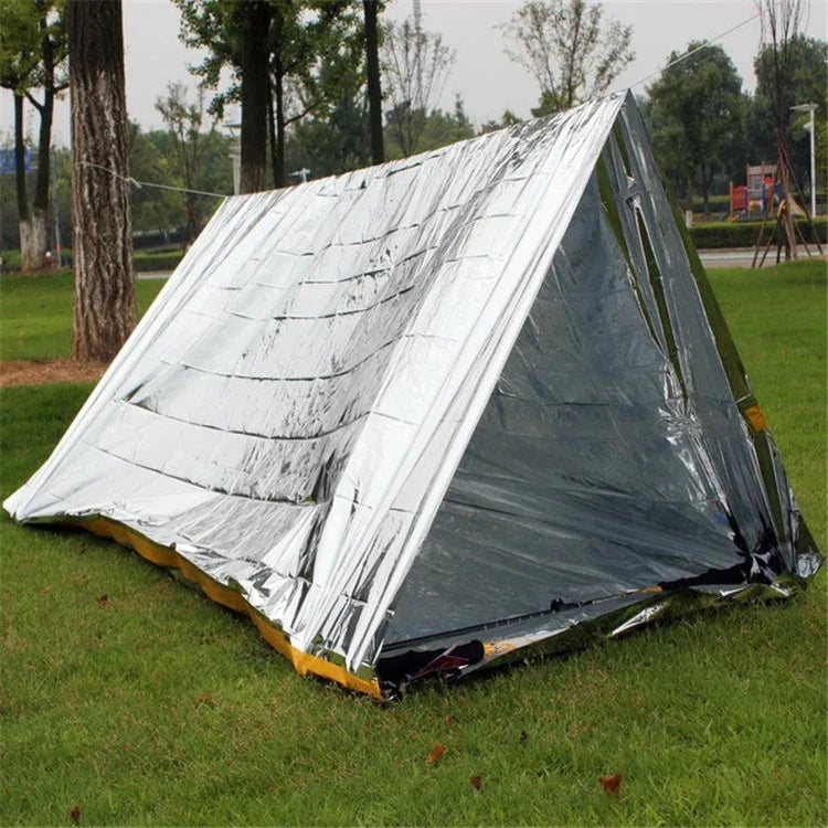 Manta de Resgate Simples para Campismo ao Ar Livre, Manta de Primeiros Socorros, Protetora Solar e Isolante, Prateada, Laranja