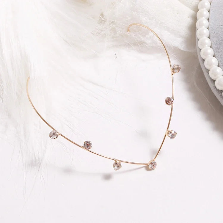 Faixas de Cabelo de Moda Feminina Faixas de Cabelo de Liga com Cristais Suporte Traseiro
