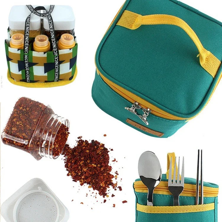 Conjunto de Frascos de Temperos CLS para Exterior, Frascos Portáteis para Temperos, Conjunto de Utensílios para Churrasco