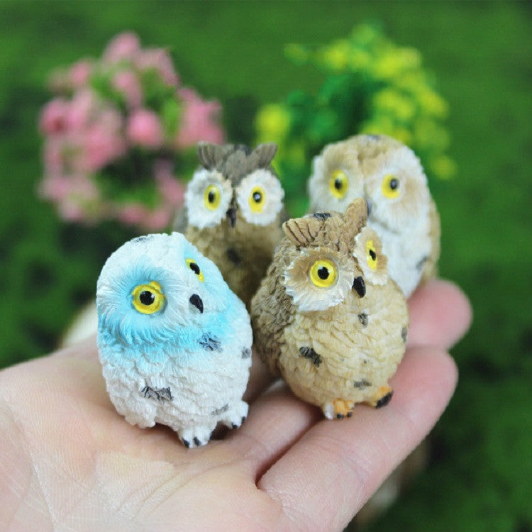 Conjunto de 4 Peças Coruja Miniatura Simulada Decoração de Jardim Animais Decorativos, Decoração de Animais