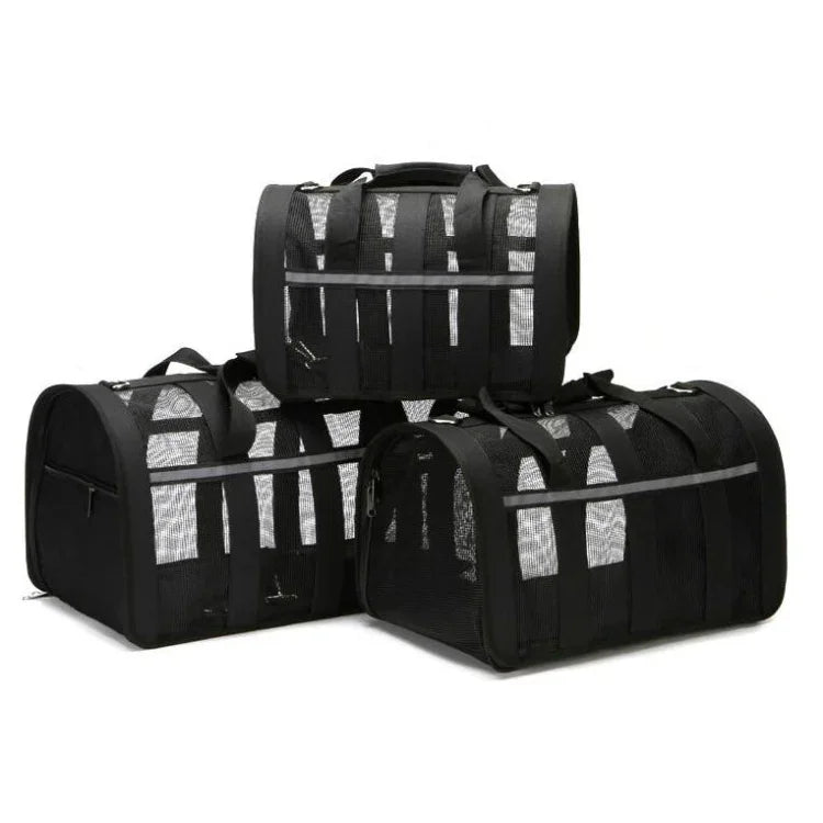 Bolsa Transportadora Diagonal Dobrável de Malha Respirável para Animais, S, M, L