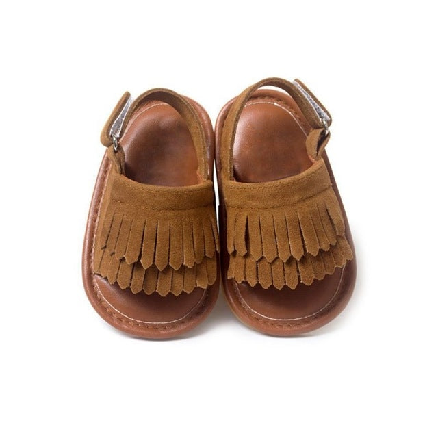 Sandálias de Bebé Casuais de Moda em PU com Franjas, 11cm/76g, 12cm/83g, 13cm/93g