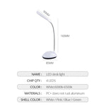 2 unidades de candeeiros de mesa flexíveis ajustáveis portáteis para leitura no quarto, luz noturna LED para crianças, branco, rosa, azul, verde