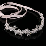 Peças Nupciais Nobres com Cristais e Strass Fita de Cetim Acessórios de Cabelo para Casamento para Noivas Tiaras Coroas Faixas de Cabelo