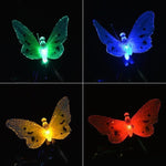 Cordão de luz de fada de fibra ótica em forma de borboleta, impermeável, para jardim exterior, luzes de Natal, 4 m com 12 LEDs, 5 m com 20 LEDs
