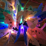 Cordão de luz de fada de fibra ótica em forma de borboleta, impermeável, para jardim exterior, luzes de Natal, 4 m com 12 LEDs, 5 m com 20 LEDs