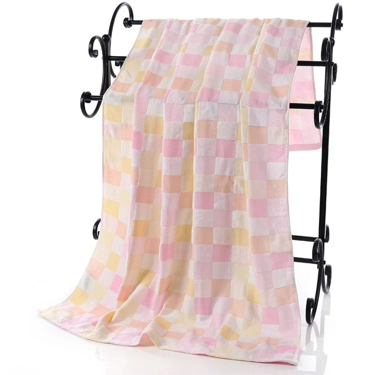 Toalha de Banho de Algodão Dupla Gaze para Adultos e Bebés, Toalha de Banho Absorvente e de Secagem Rápida