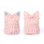 Touca de Cabelo para Secar com Orelhas de Gato em Fleece Coral Macio e Absorvente, Touca de Duche para Adultos Reforçada