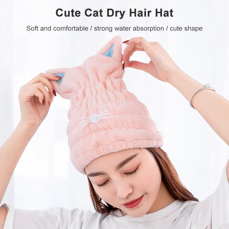 Touca de Cabelo para Secar com Orelhas de Gato em Fleece Coral Macio e Absorvente, Touca de Duche para Adultos Reforçada
