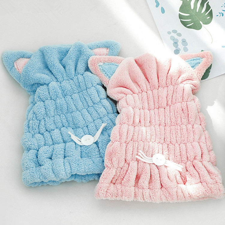 Touca de Cabelo para Secar com Orelhas de Gato em Fleece Coral Macio e Absorvente, Touca de Duche para Adultos Reforçada