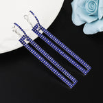Brincos Longos Geométricos de Moda, Brincos Luxuosos Retangulares com Strass em Cor Dourada e Prateada, Azul, Dourado, Rosa Dourado, Prateado