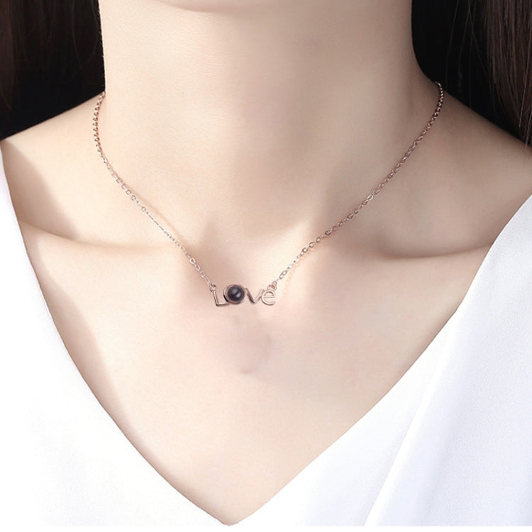 Colar Pendente Carta de Amor com Projeção "Amo-te" em 100 Línguas Love Memory, carta de amor dourada rosa, carta de amor prateada