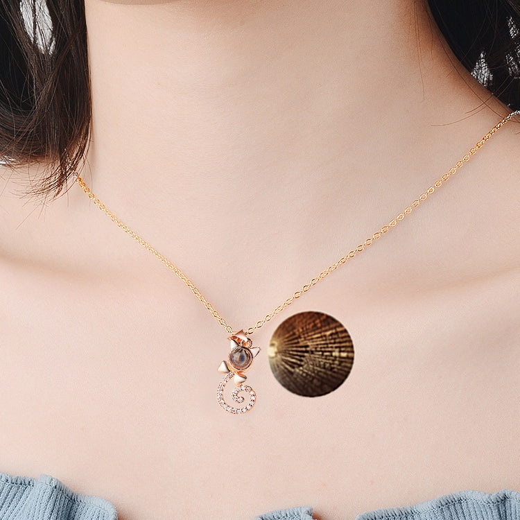 Colar "Amo-te" em 100 Línguas com Pendente de Projeção de Memória, Colar de Carta de Casamento, Ouro Rosa, Cobre Branco