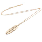Colar Simples Clássico com Pendente de Pena, Colar Longo para Camisola, Colar Gargantilha para Mulheres, Dourado, Prateado