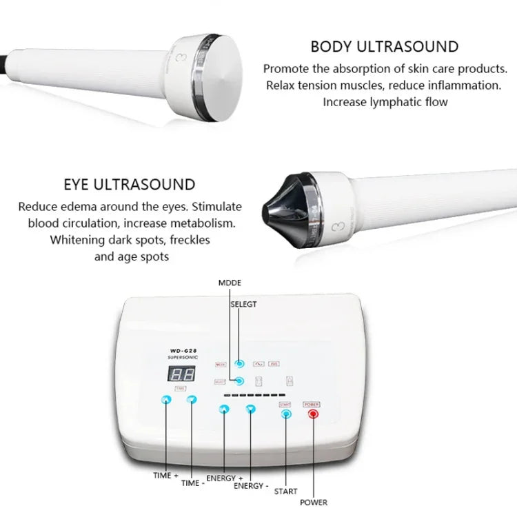 2 Peças Máquina Profissional Ultrassónica para Cuidados Faciais Femininos, Clareamento, Remoção de Sardas e Anti-envelhecimento