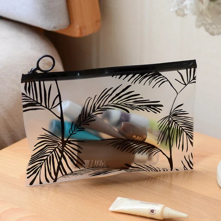 5 PCS Bolsa de Maquilhagem Transparente para Mulheres, Bolsa Cosmética Pequena e Grande em PVC, Conjunto Organizador para Banho e Lavagem