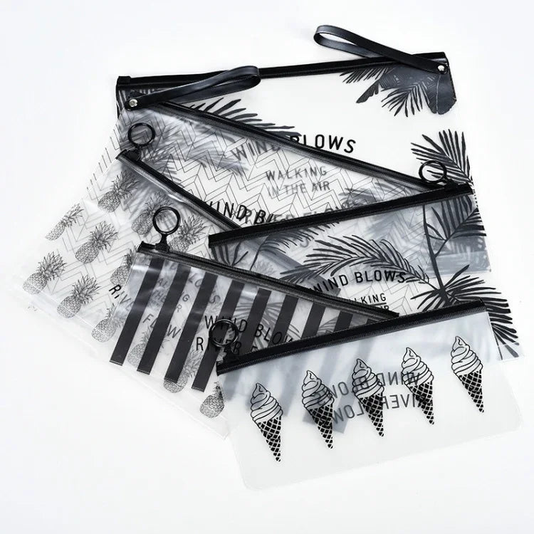 5 PCS Bolsa de Maquilhagem Transparente para Mulheres, Bolsa Cosmética Pequena e Grande em PVC, Conjunto Organizador para Banho e Lavagem