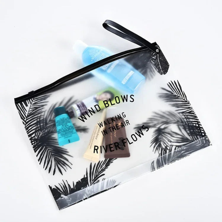 5 PCS Bolsa de Maquilhagem Transparente para Mulheres, Bolsa Cosmética Pequena e Grande em PVC, Conjunto Organizador para Banho e Lavagem