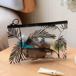 5 PCS Bolsa de Maquilhagem Transparente para Mulheres, Bolsa Cosmética Pequena e Grande em PVC, Conjunto Organizador para Banho e Lavagem