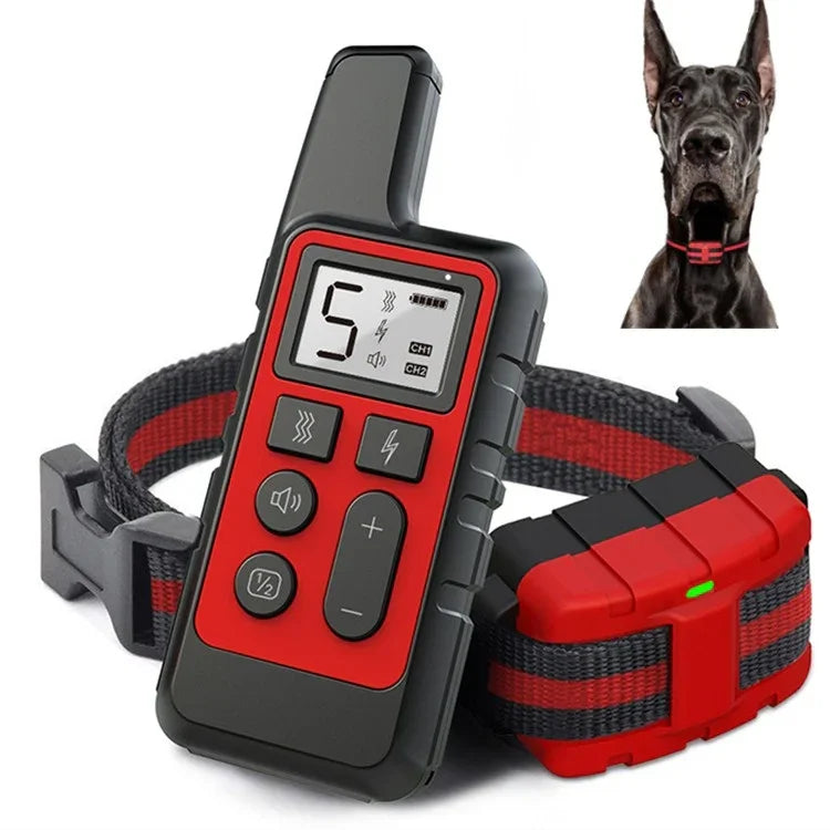 Coleira Eletrónica Impermeável com Choque Elétrico e Controlo Remoto para Parar Latidos Treino de Cães 500m