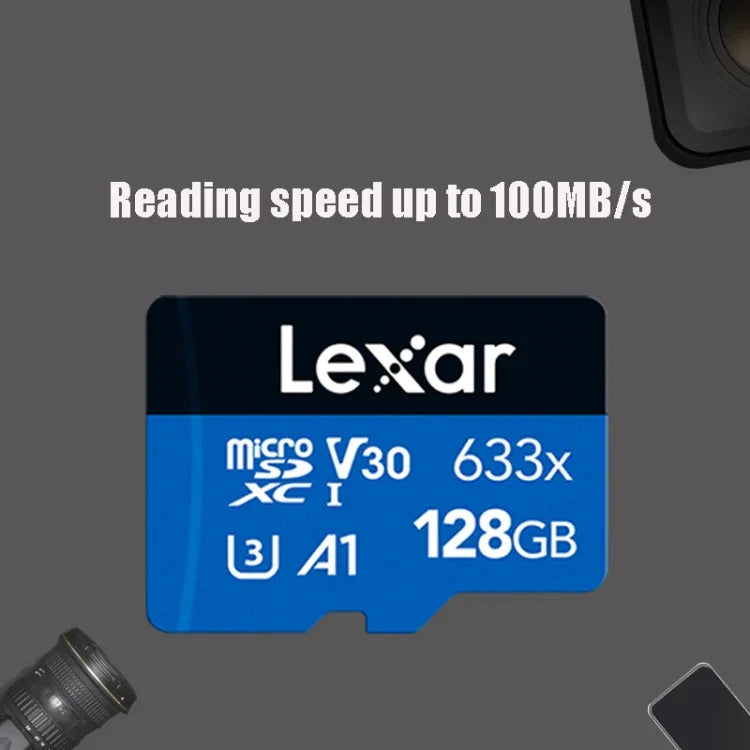 Cartão de Memória TF Lexar 633x 128GB de Alta Velocidade Dedicado para Gravador de Condução e Telemóvel, 128GB