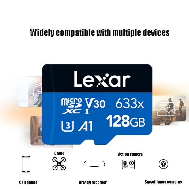 Cartão de Memória TF Lexar 633x 128GB de Alta Velocidade Dedicado para Gravador de Condução e Telemóvel, 128GB
