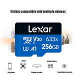 Cartão de Memória Flash TF Lexar 633x 256GB de Alta Velocidade para Câmara de Telemóvel, Expansão Switch, Gravador de Condução Dedicado, 256GB