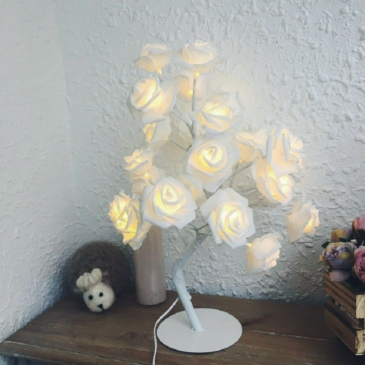 Luz noturna de cabeceira em forma de rosa para decoração de quarto de menina, candeeiro de mesa, AC 220V